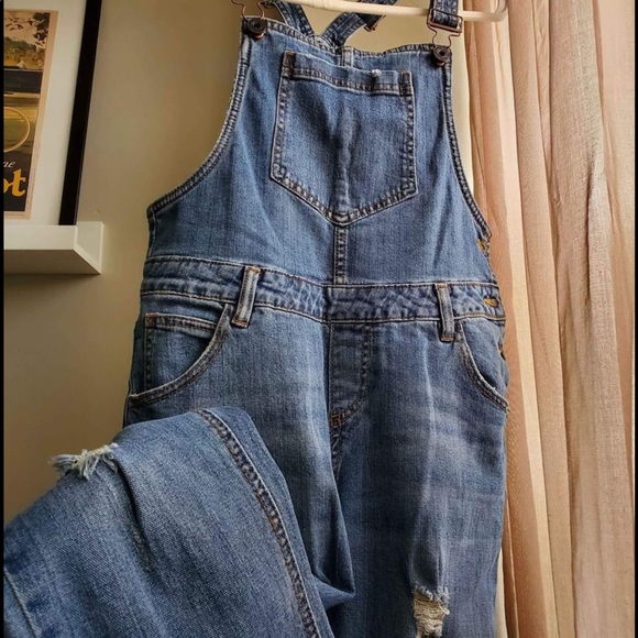 NWOT Denim & Co. Ripped Denim Overall Bib Jeans - Picture 3 of 6